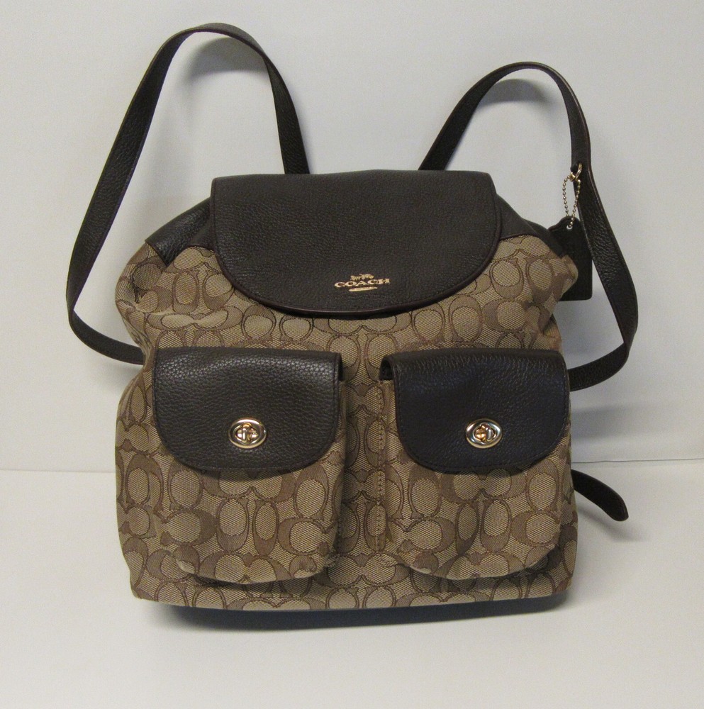 Coach Outline Signature Billie Backpack F30275 Khaki / Brown NEW NWT