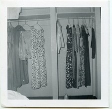 Still Life Lady's Dresses Neatly Hang In Closet Vintage 1960s Photo