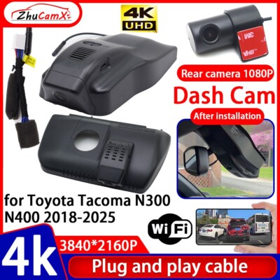 Plug and Play 4K Wifi DVR Dash Cam Camera for Toyota Tacoma N300 N400 2018-2025