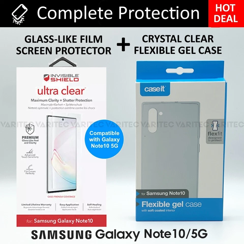 Caseit Clear Gel Case Cover + Zagg Film Screen Saver for Samsung Galaxy Note10 - Image 2 of 4