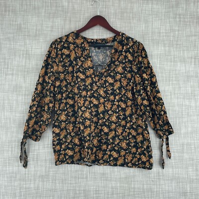 Cynthia Rowley Floral Blouse Top Womens L 3852
