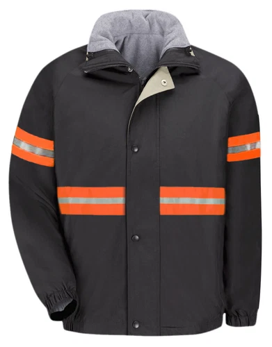 Red Kap Hi Vis Enhanced Visibility Reflective Work Jacket & Vest Combo Zip IN - product listing photo