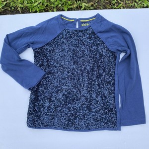 blue sequin long sleeve top