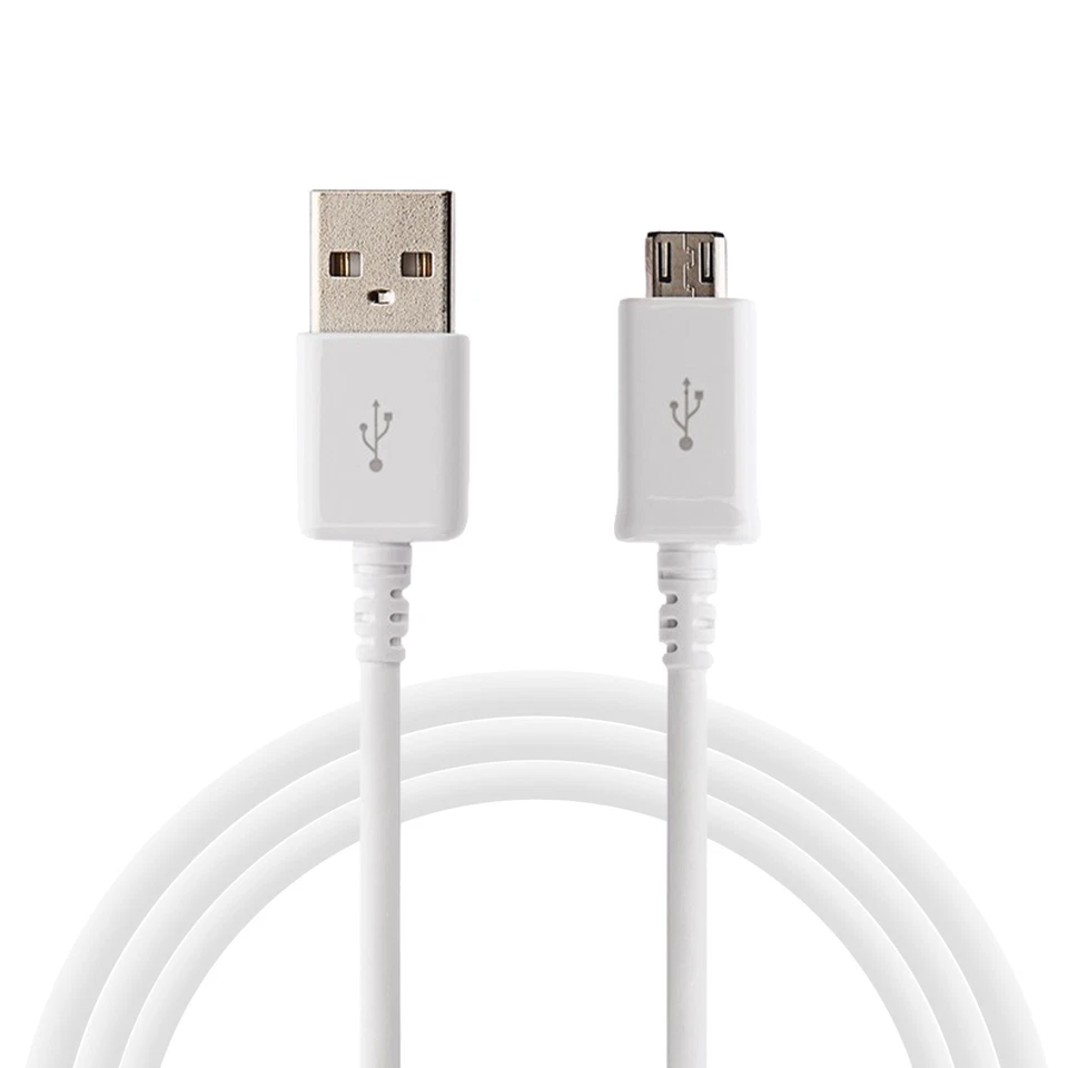 100x Micro USB Charger Data Sync Cable Braided Cord For Samsung Android LG WHITE - Image 2 of 4