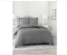 Image of Neslt Super Soft Double Brushed Microfiber 3 Pc. Duvet Cover Set, King - Charcoa