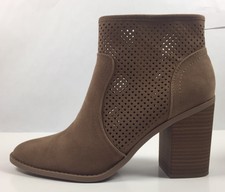women's crissy laser cut heeled ankle booties