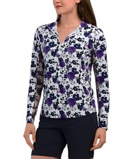 NWT IBKUL Golf Tennis 1/4 Zip Top Shirt SMALLPurple Activewear Long sleeve G1