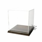 6" x 6" x 6" Clear Acrylic Cube Display Case with Solid Walnut Base