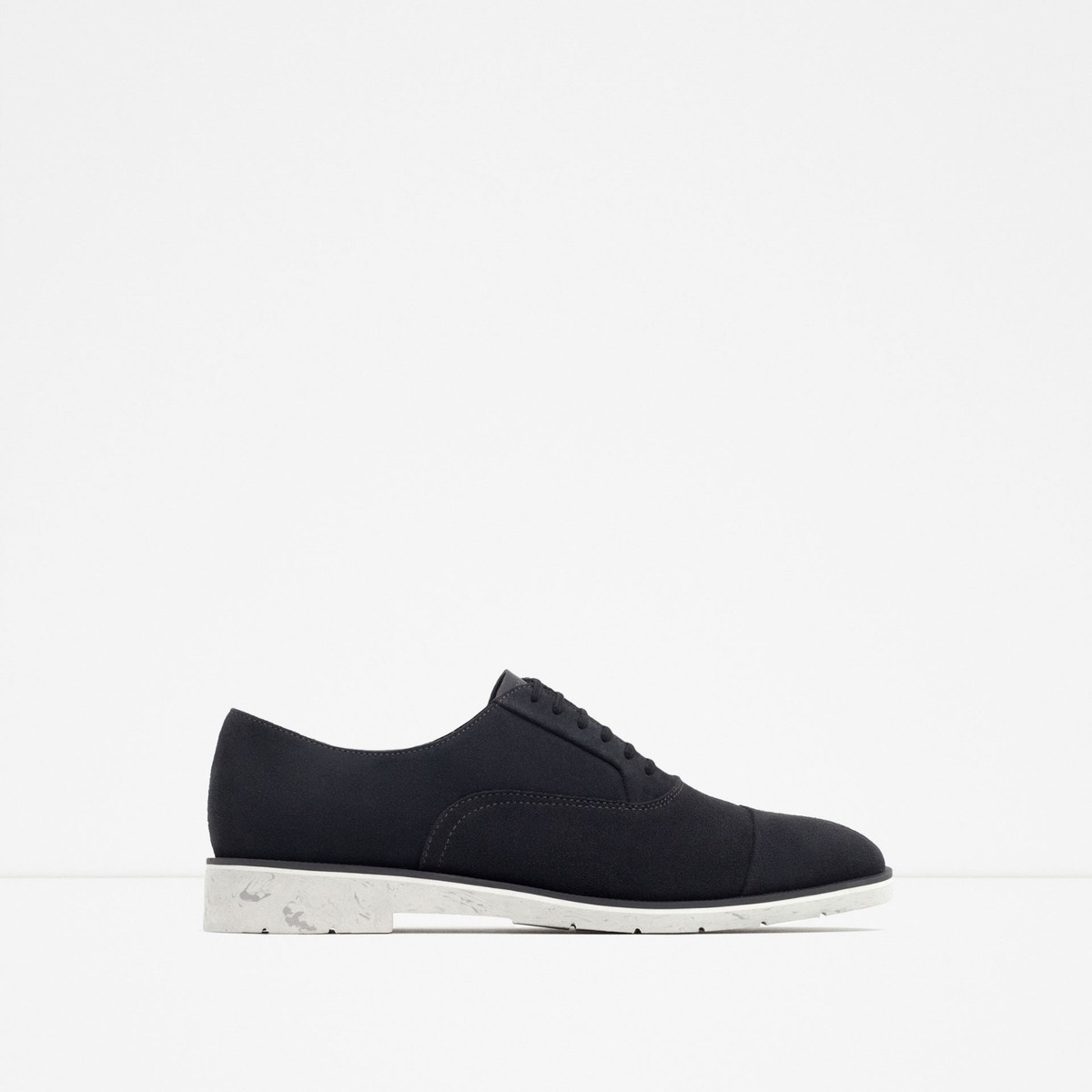 NWOT-Zara LACE-UP NAVY SHOES. EU 40.  Men US 7 Zara Man Black Leather Cap toe Lace Up Oxford Dress Shoes  main image 4