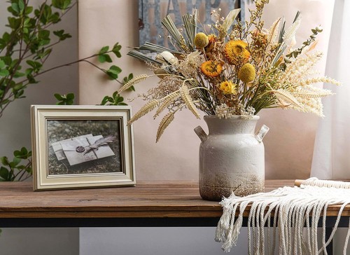 Ceramic Rustic Farmhouse Vase, Distressed Decorative Flower Vase for Home Decor - Picture 3 of 8