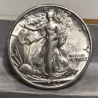 1942-D BU Brilliant Unc Luster Silver Walking Liberty Half Dollar Looks Great A