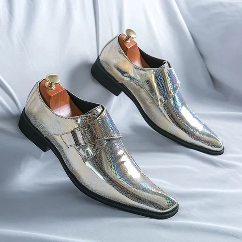 Herren Elegante Schuhe Lackleder Luxus Spitz zulaufend Slipper Flach Hochzeit Schuhe - Bild 36 von 38