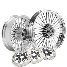 For Harley Touring 21x3.5 18x5.5 Fat Spoke Wheels Rotors Street Road Glide 09-23 For Harley Touring 21x3.5 18x5.5 Fat Spoke Wheels Rotors Street Road Glide 09-23