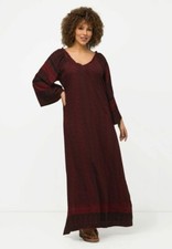 NWT ULLA POPKEN Womens Sz 16/18 Red Black Paisley Maxi Dress w/ Side Slits