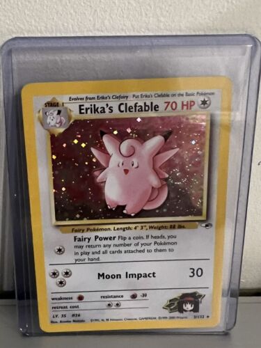 Pokémon TCG Erika's Clefable Gym Heroes 3/132 Holo Unlimited Holo Rare Vintage - Picture 1 of 5