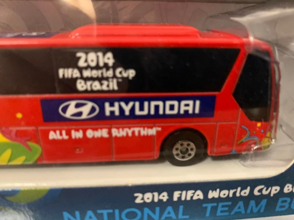 Autobús de la selección nacional hyundai de España, Copa Mundial de la FIFA Brasil 2014, metal fundido a presión, sin usar, en caja Foto 3 de 4