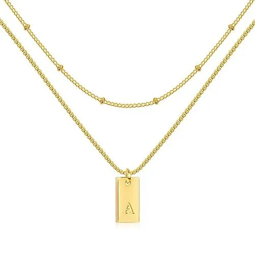 Gold plated dainty initial necklace