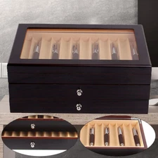 Wood Fountain Pen Display Case 34 Slots Holder Storage Collector Box Organizer