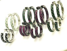 925 Silber Creolen mit Zirkonia Steinen ganz umlaufend  20 verschiede Designs