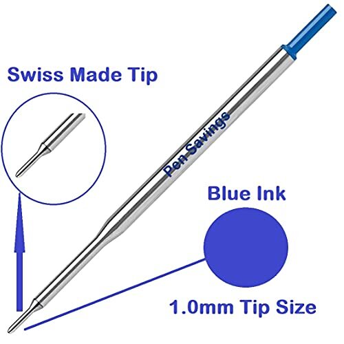 5 Ballpoint Pen Refills Compatible with Papermate Lubriglide, Aspire
