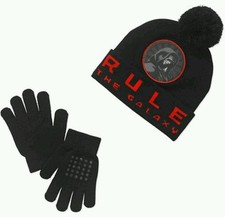 Star Wars Disney Boys Black/Red 2pc Pom Hat Glove Set