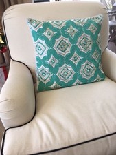 Image of NWT Throw Pillow BEADED pearl Aqua Silver+Home decor+Pillow Cushion Cover