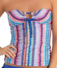 Ella Moss Womens Swimwear Festival Bandini Tankini Top Multi Color Size XS