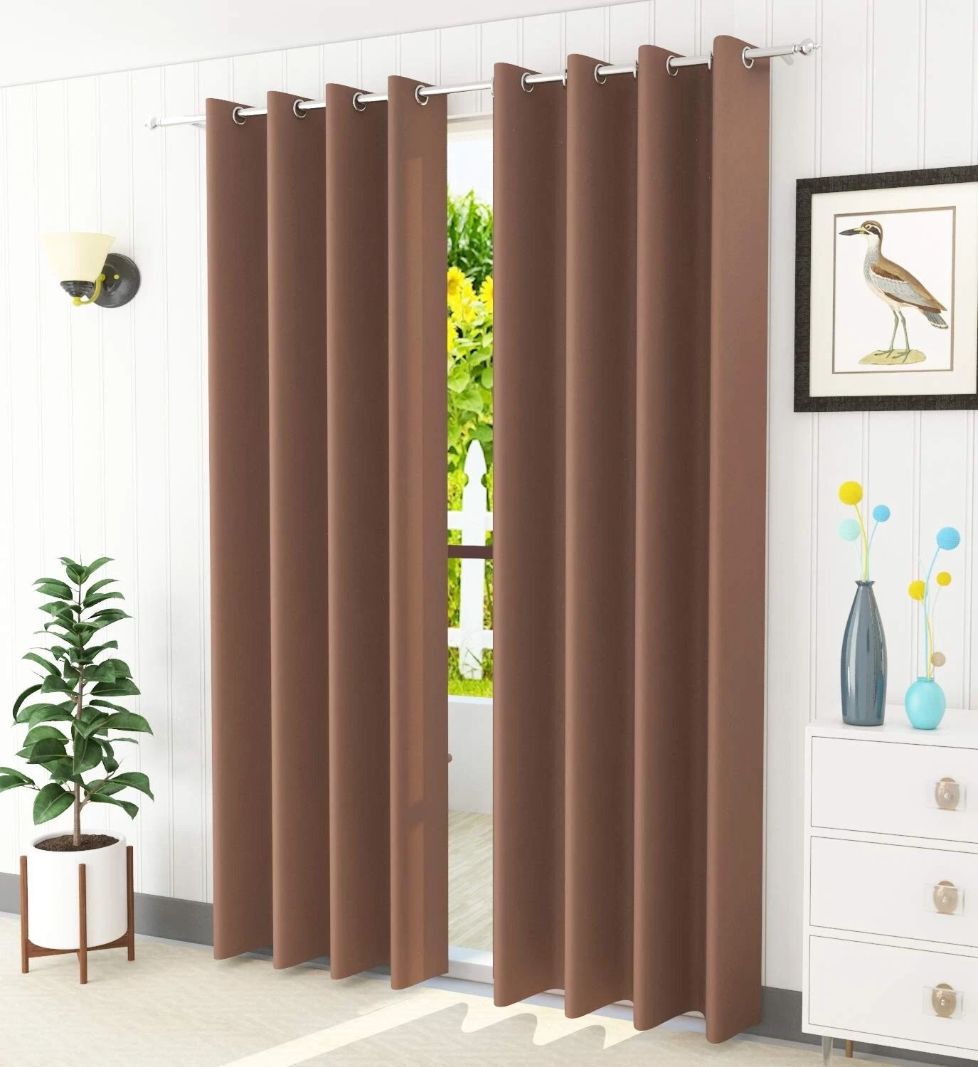 Cortinas Blackout Térmicas Aisladas De 3 Capas Para Puerta 7 Pies Marrón