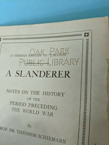 Book A Slanderer: Notes on the History of the Period Preceding the World War WWI - Imagen 2 de 8