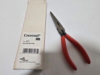 NOS VINTAGE CRESCENT USA 7'' LONG FLAT NOSE PLIERS 650-7C 650-7