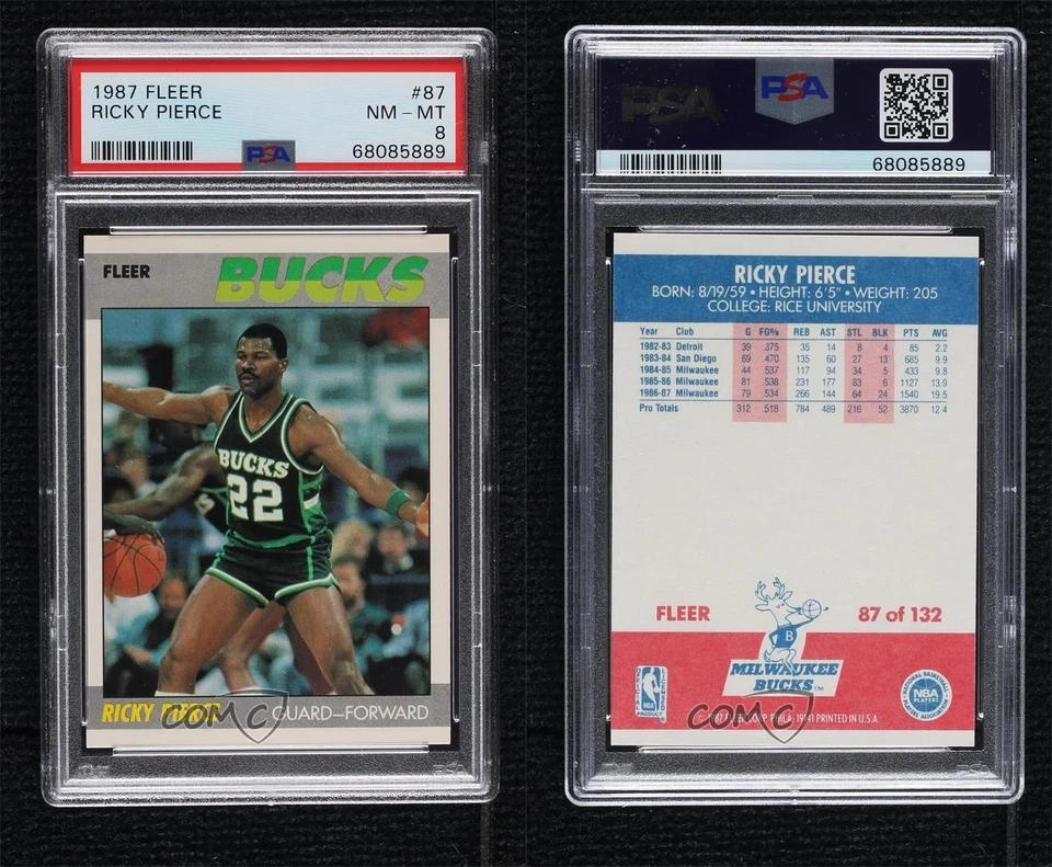 1987-88 Fleer Ricky Pierce #87 PSA 8 - Image 3 of 3