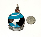Modernist Turquoise Mother of Pearl/Black Onyx Inlay Woman Profile Pendant  — photo 3