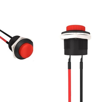 2x Red Round Circle Momentary Reset Push Button Switch Car/Truck Wires DC 12V