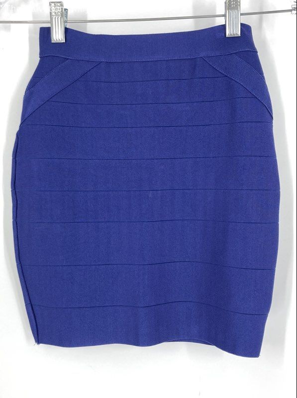 Bebe Womens Blue Flat Front Back Zip Casual Straight & Pencil Skirt Size XS