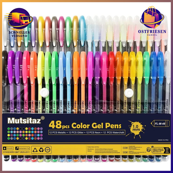 Gelschreiber Set 48 StüCk Glitter Metallisch Pastell FüR Zeichnen Schreiben-image