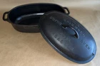 Griswold Cast Iron Metal No. 3 Dutch Oven Oval Roaster with Original Lid Antique