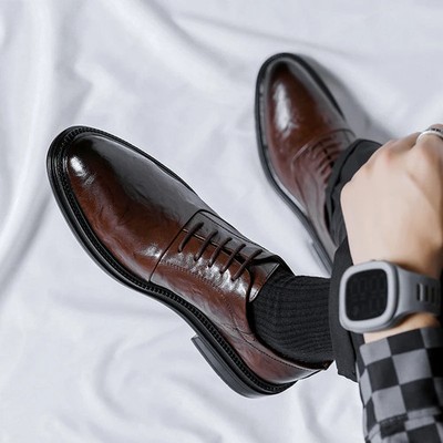  Men's Formal Dress Loafers Shoes Anti-Slip Business Office Leather Oxford Shoes