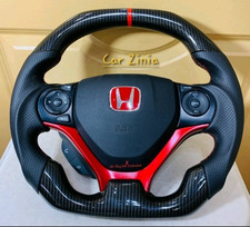 Honda Civic Top Bottom Flat Complete Steering Wheel With Carbon Fiber.