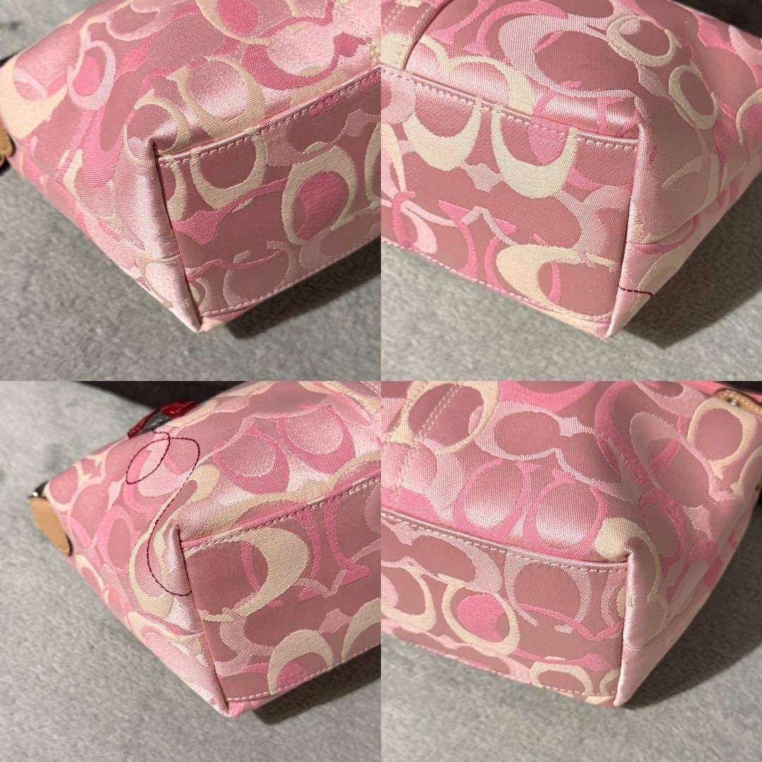 COACH Ladybug Pink Signature Pouch Rare Wristlet Bag Width 23cm Height 13cm image 4