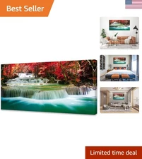 HD Waterfall Landscape Canvas Artwork - Framed for Effortless Hanging (48"x24")