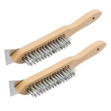 MAXMAN Wire Scratch Brush, 12"Wood Handle, Heavy Duty Wire Brushes for Rust