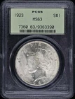 1923 $1 Peace Dollar PCGS MS63