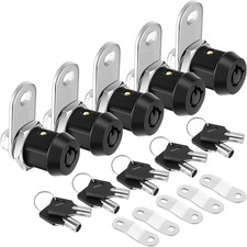 PTEROMY 5 Pack Cabinet Lock with Keys, 5/8'' Heavy Duty Tubular Cam Lock for RV
