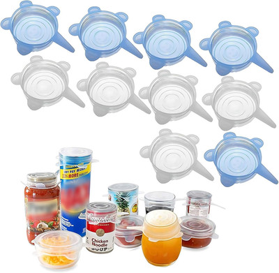 Silicone Can Lids (10 Pack, All 2.6'' Diameter), Reusable Silicone Stretch Lids