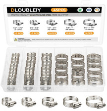 Kit Surtido de 45 Abrazaderas de Manguera - Abrazaderas de Manguera de Acero Ino