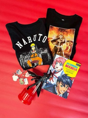 Anime Lover s Eco Bundle & Gift   Upcycled tees, Manga Book, Figure & Keychains