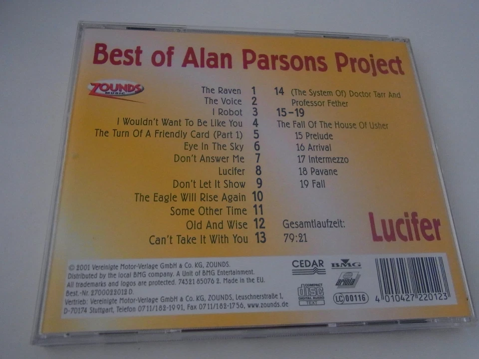 Alan Parsons Project / Best of Lucifer Zounds CD ( 24 Karat Gold ) - Bild 2 von 3