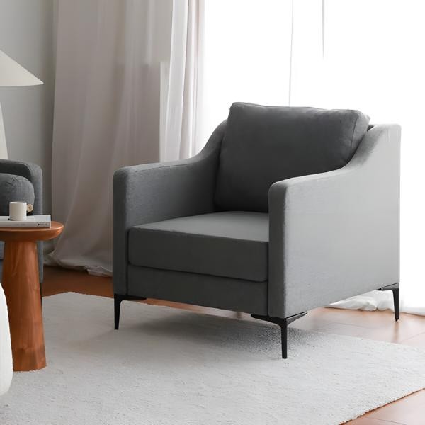 Wohnzimmer Polstersessel Sessel Stoff Grau Einsitzer Sitzer Design-image