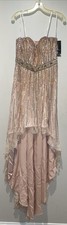 Sherri Hill Heavily Beaded Peach High Low dress style 8503 size 12