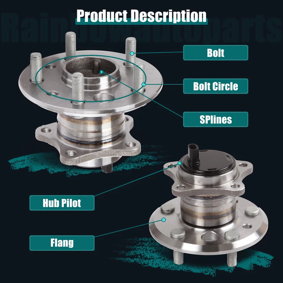 Juego de cojinetes de rueda y buje trasero para Toyota Avalon 2005-2012 Toyota Camry 2002-2011 Foto 3 de 4